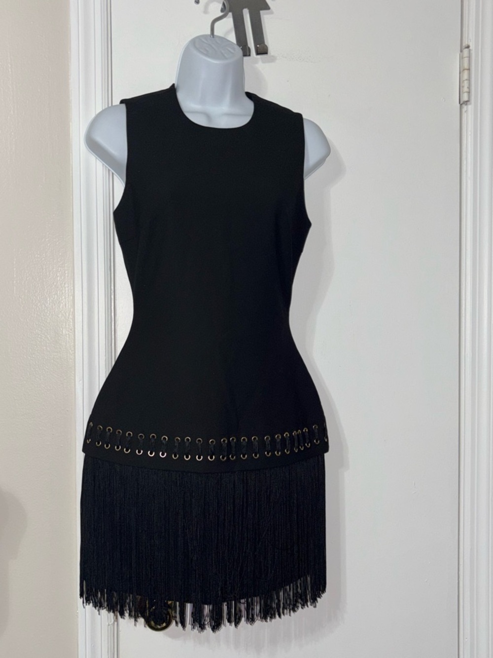 Elizabeth & James black Eron fringe-hem cocktail dress size 2